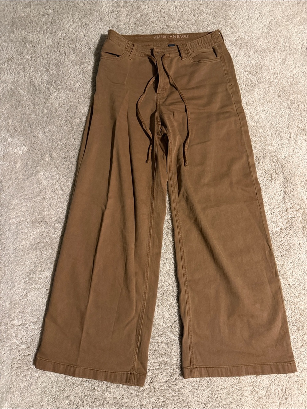 American Eagle Outfitters womens Brown Drawstring Wide-Leg pants - Picture 1 of 3